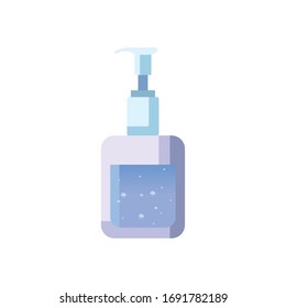 Seifenspender mit flachem Design, Hygiene waschen gesunde, gesunde Bakterien Badezimmerschutz und Vektorillustration mit flüssigem Thema