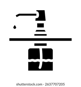 soap dispenser on sink glyph icon vector. soap dispenser on sink sign. isolated symbol illustration
