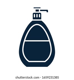 soap dispenser silhouette style icon design, Cleaning service wash home hygiene equipment domestic interior housework and housekeeping theme Vector illustration
