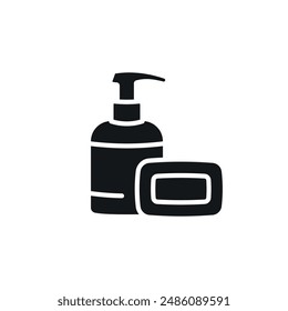 Soap dispenser simple glyph icon. Vector solid isolated black illustration.