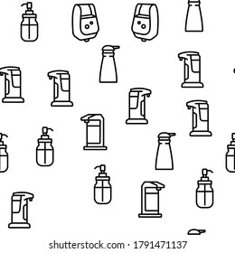 Soap Dispenser Tool Vector Seamless Pattern Thin Line Illustration