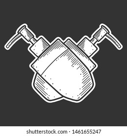 Soap dispenser. Vector concept in doodle and sketch style. Hand drawn illustration for printing on T-shirts, postcards.