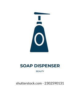 soap dispenser vector icon. soap dispenser, hygiene, soap filled icons from flat beauty concept. Isolated black glyph icon, vector illustration symbol element for web design and mobile apps