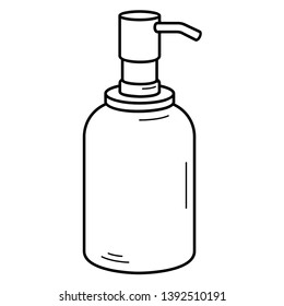 Soap dispenser. Vector outline icon isolated on white background.