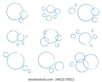 Soap doodle bubbles set. Water bubble collection. Simple hand drawn sketch sparkle round shape, vector graphic