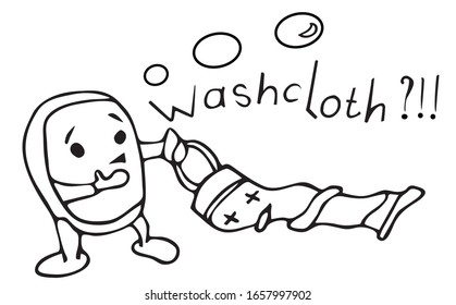 Soap drags a washcloth. Soap and washcloth made from natural ingredients Around the bubbles. Hygiene products, sales design