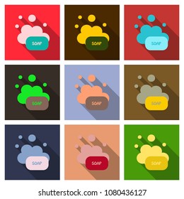 Soap flat icon, soap bubbles, vector illustration with shadow