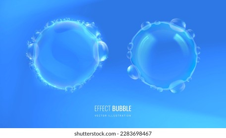 Soap foam bubble in a circle top view. Podium for detergent and texture of soapy water. Bubble shield for protection vector illustration.