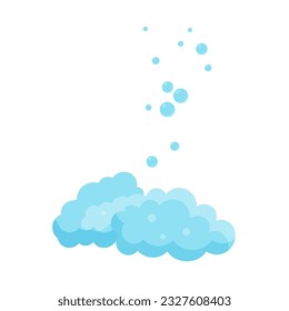 Soap foam with bubbles cartoon illustration isolated on white. Flat color clipart