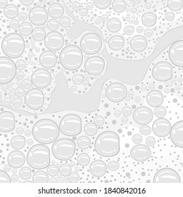 Soap foam with bubbles in flat design.