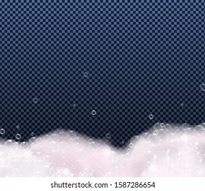 Soap foam bubbles isolated on transparent background. Realistic looking vector illustration.