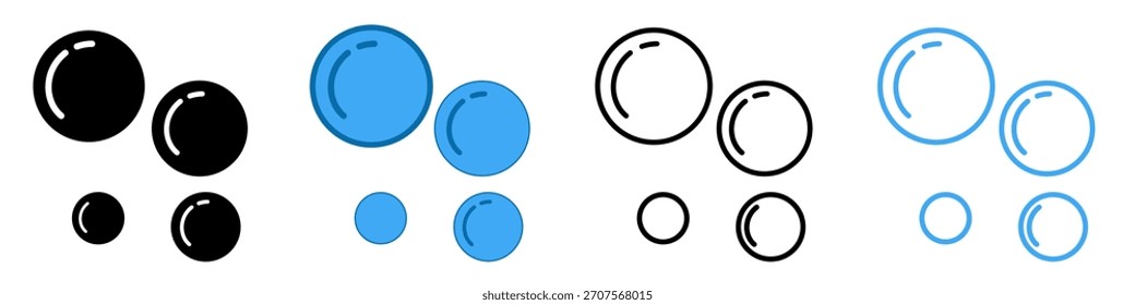 Ícone de vetor de bolhas de espuma de sabão. Bebida espumante, pictograma de champanhe, bolhas de oxigênio design simples, pictograma de bola plana preta, silhueta de espuma