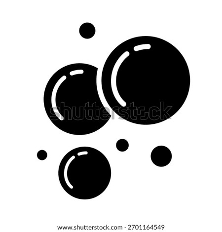 Soap foam bubbles vector icon. Fizzy drink, champagne pictogram, oxygen bubbles simple design, black flat ball pictogram, suds silhouette