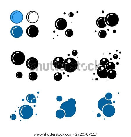 Soap foam bubbles vector icon. Fizzy drink, champagne pictogram, oxygen bubbles simple design, black flat ball pictogram, suds silhouette