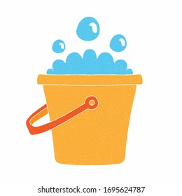 diseño de espuma de jabón y vectorial de cubo. estilo digital dibujado a mano. textura de grano