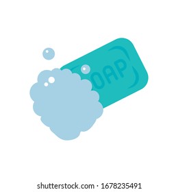 soap with foam icon over white background, flat style, vector illustration