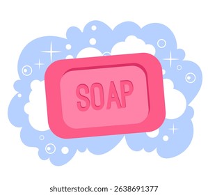 Soap with foam isolated design element. Vector flat graphic design illustration