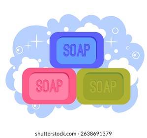 Soap with foam isolated design element. Vector flat graphic design illustration