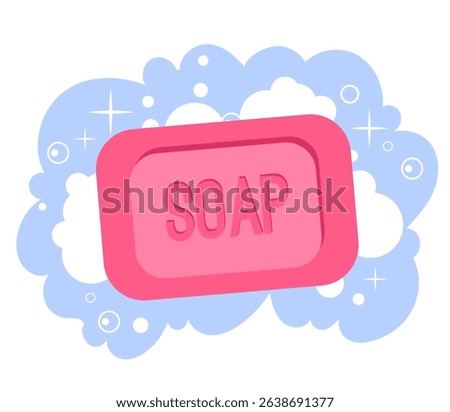 Soap with foam isolated design element. Vector flat graphic design illustration