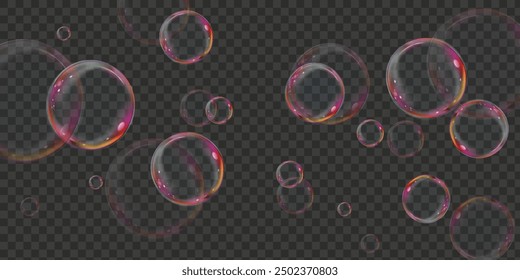 Soap foam isolated on transparent background. Set of bath foam with shampoo bubbles. Soap, gel or shampoo bubbles overlay