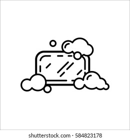 Soap with foam line art vector icon