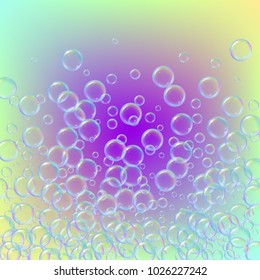 Soap foam on gradient background