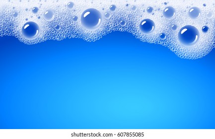 Soap foam overlying on the background of a blue water color. Eps10. RGB. Global colors