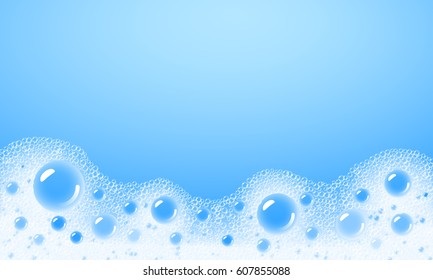 Soap foam overlying on the background of a blue water color. Eps10. RGB. Global colors