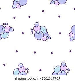 Conjunto de espuma de jabón con burbujas. Patrón sin fisuras. Suds de baño, champú, afeitado, mousse. Marco y esquina nublados. Estilo dibujado a mano. Dibujo de Vector. Diseña adornos.