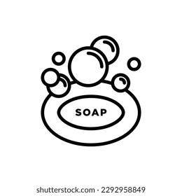 Soap with foam thin line icon. Hygiene symbol. Modern vector illustration for beauty shop.