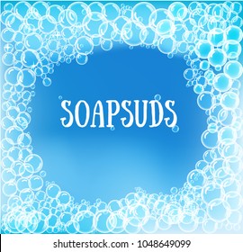 soap foam, vector realistic illustration, background, with place for text