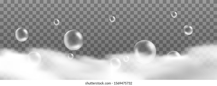 Soap foam. White bubbles. Vector background