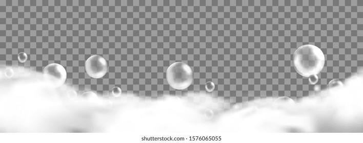 Soap foam. White bubbles. Vector background