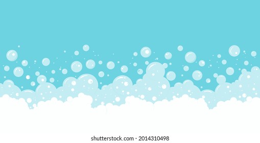 Soap frame, foam bubble vector border, suds pattern. Laundry concept. Clear illustration