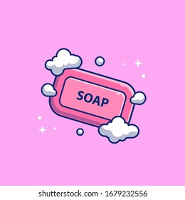 Soap With Froth Bubble Vector Icon Illustration. Healthcare And Medical Icon Concept White Isolated. Flat Cartoon Style Suitable for Web Landing Page, Banner