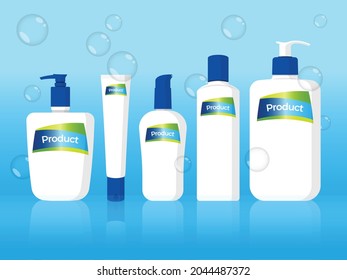 soap gel  body care health shampoo plastic white bottle vector illustration product