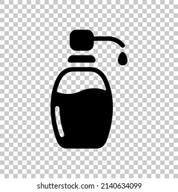 Soap gel for hands, personal sanitizer. Black symbol on transparent background