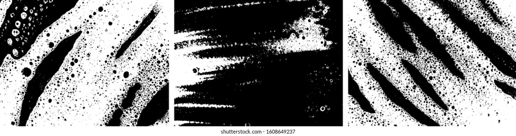 Soap grunge backgrounds. Foam textures set. Foam water. Soap bubble stains. Shampoo. Shaving cream. Bath. Laundry detergent. Cleaning. Washing.