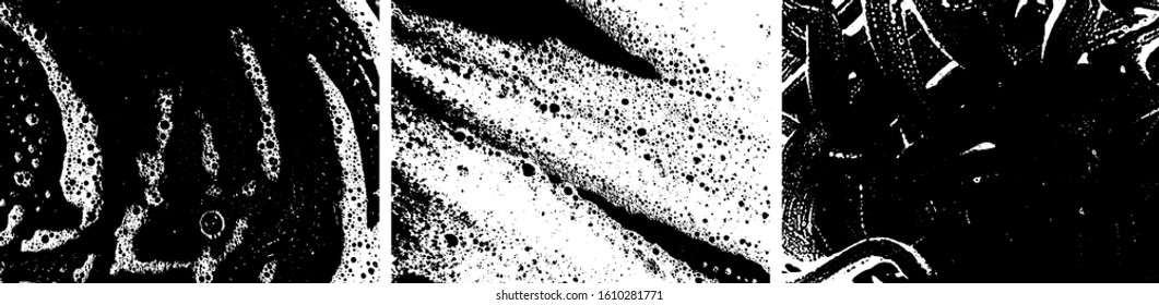 Soap grunge backgrounds. Foam textures set. Foam water. Soap bubble stains. Shampoo. Shaving cream 