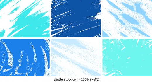 Soap grunge backgrounds. Foam textures set. Foam water. Soap bubble stains. Shampoo. Shaving cream. Bath. Laundry detergent. Cleaning. Washing.