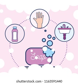 soap hand washbasin and shampoo bathroom