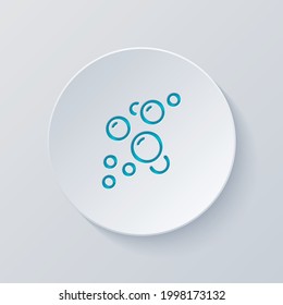 Soap for hands, personal sanitizer. Cut circle with gray and blue layers. Paper style