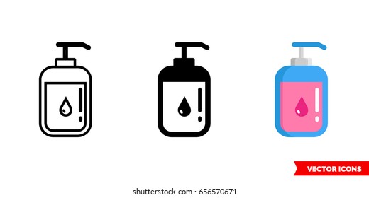 Soap icon of 3 types: color, black and white, outline. Isolated vector sign symbol.