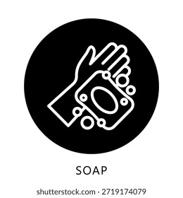 Botón De Icono De Jabón, Mini Ilustración Relacionada Con El Cuidado Personal. Uso Para El Concepto Moderno, Ui, Web Ux Y Desarrollo De App.