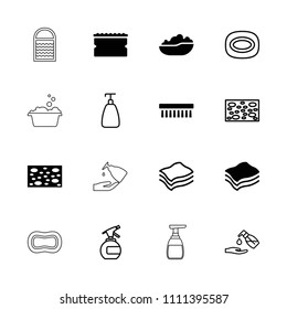 Soap icon. collection of 16 soap filled and outline icons such as sponge, clean brush, spray bottle, baby bath. editable soap icons for web and mobile.