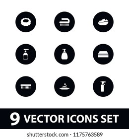 Soap icon. collection of 9 soap filled icons such as spray bottle, baby bath, sponge. editable soap icons for web and mobile.