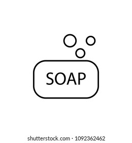 soap icon. Element of simple web icon with name for mobile concept and web apps. Thin line soap icon can be used for web and mobile on white background
