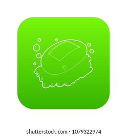 Soap icon green vector isolated on white background