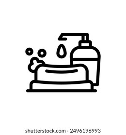 Seifen-Symbol oder Logo-Design einzelne Zeichen Symbol Vektorgrafik. Eine Sammlung von qualitativ hochwertigen schwarzen Linien Stil Vektorsymbole