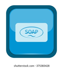 Soap icon on a blue button, vector illustration